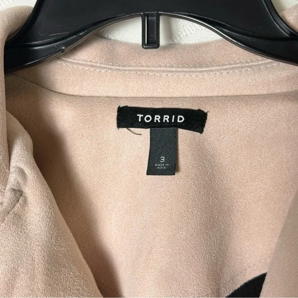 Torrid Womens Faux Suede Moto Jacket sz 3 Blush Pink Outdoor Casual Zip Up Biker - Picture 13 of 16